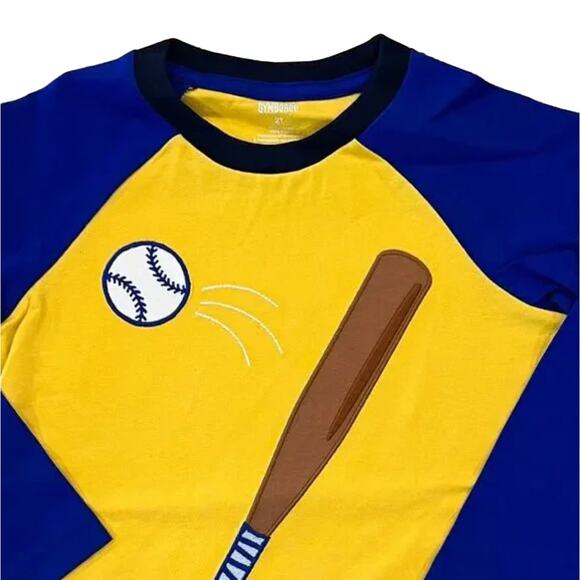 NWT Gymboree Blue & Gold W/Embroidered Baseball Bat & Ball Shirt - Picture 3 of 8